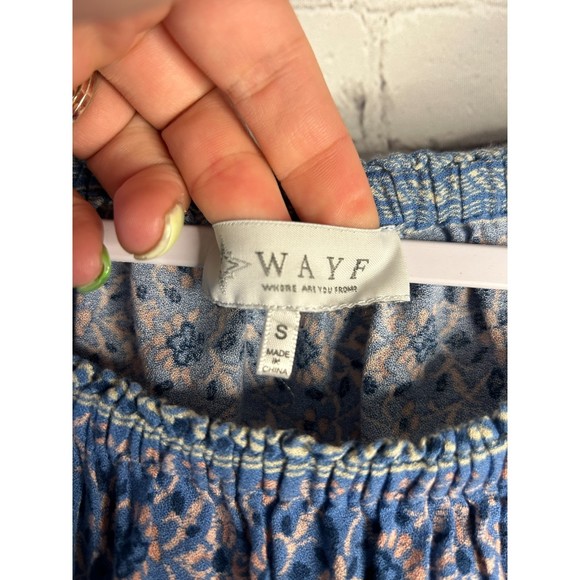 Women's WAYF Dress Medium Long Sleeve Aline Relaxed Floral Blue Boho - Picture 3 of 3